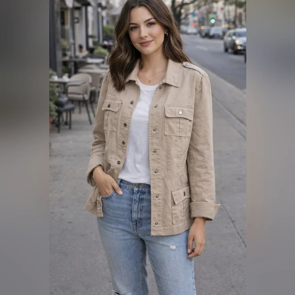 Evelyn Women's Beige Jacket - Picture 1 of 16